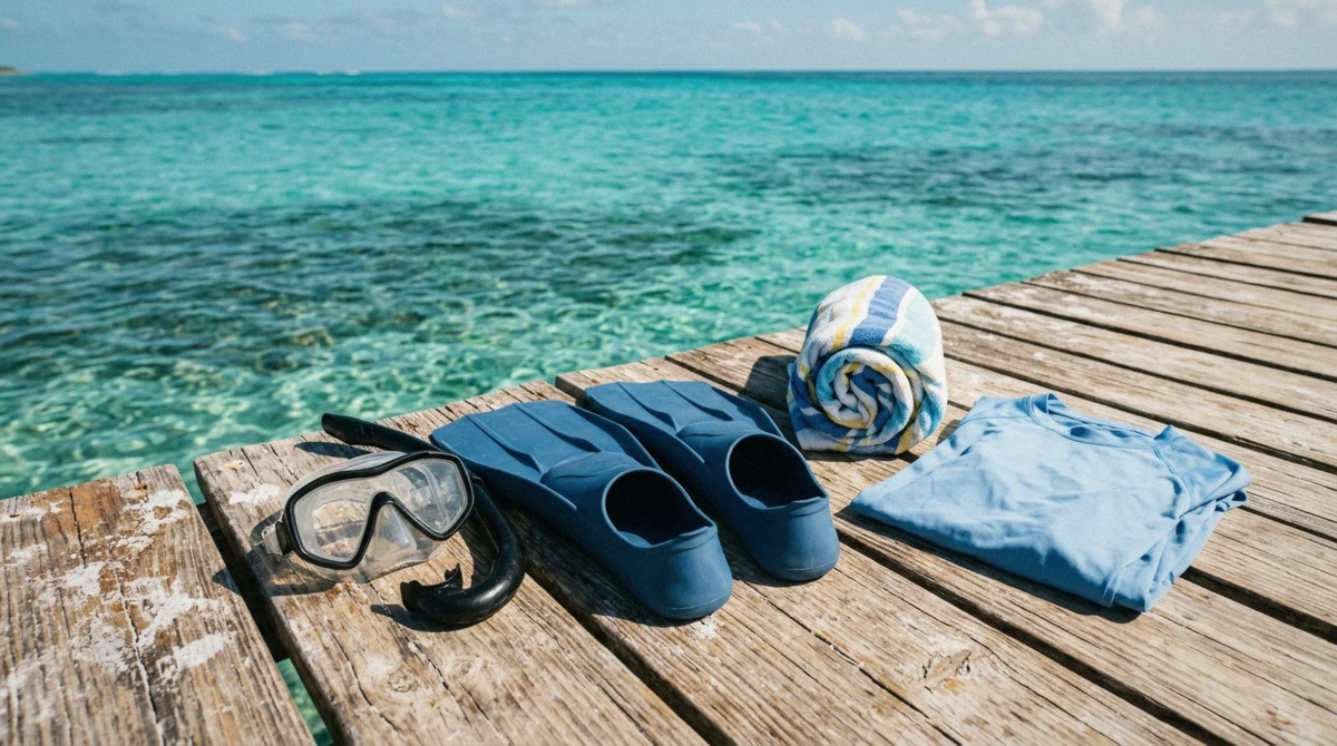 Snorkel gear laid out on a boat deck, part of the real cost of snorkeling in Bonaire